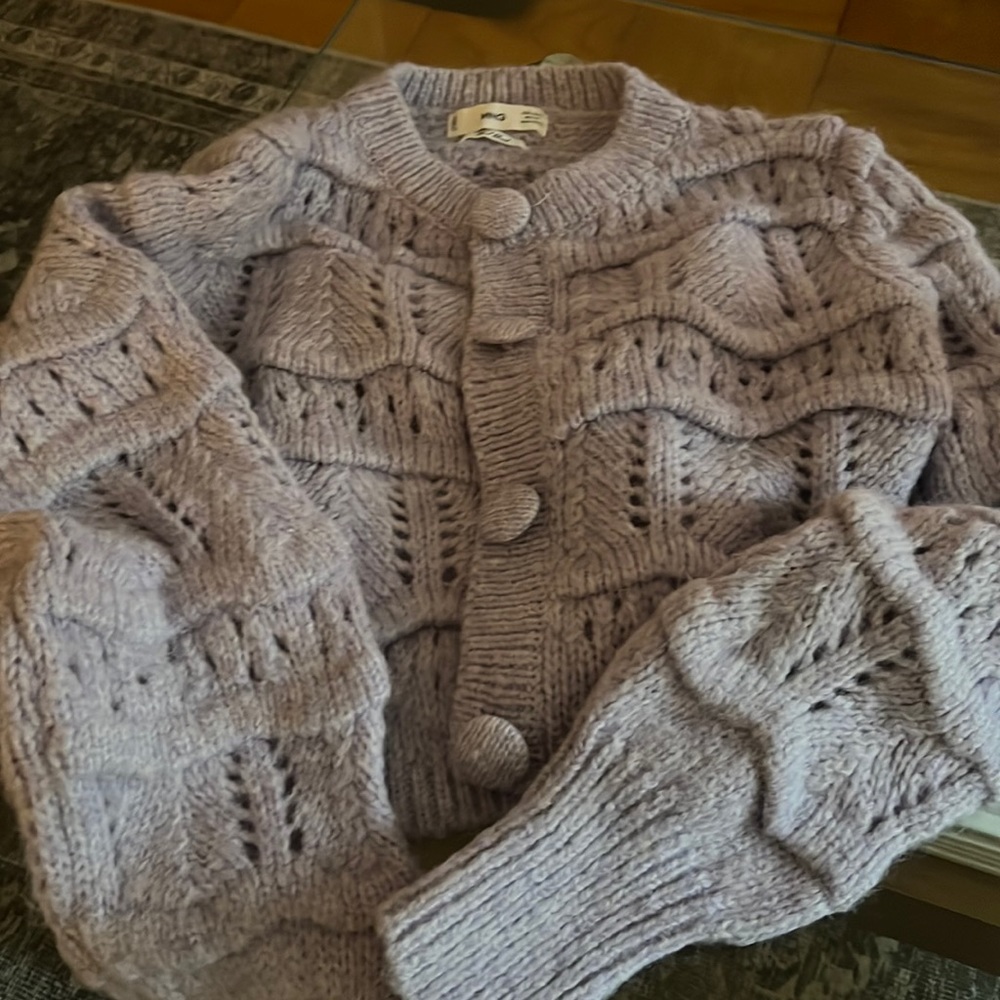 Mango Purple Cropped Cardigan